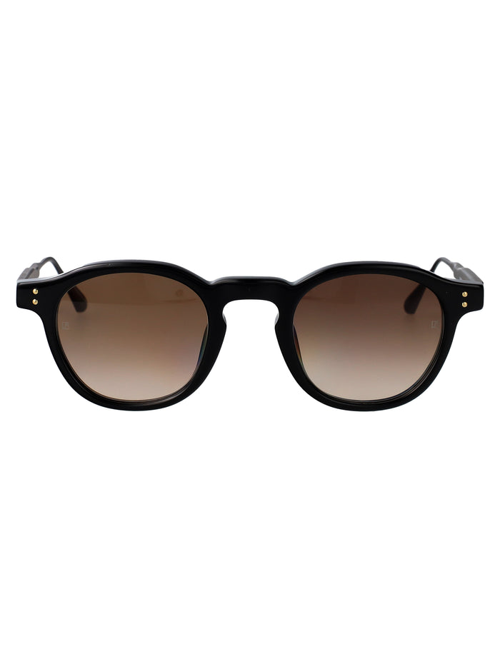 Linda Farrow Black/ Nickel/ Yellow Gold/ Mocha Grad Acetate Sunglasses