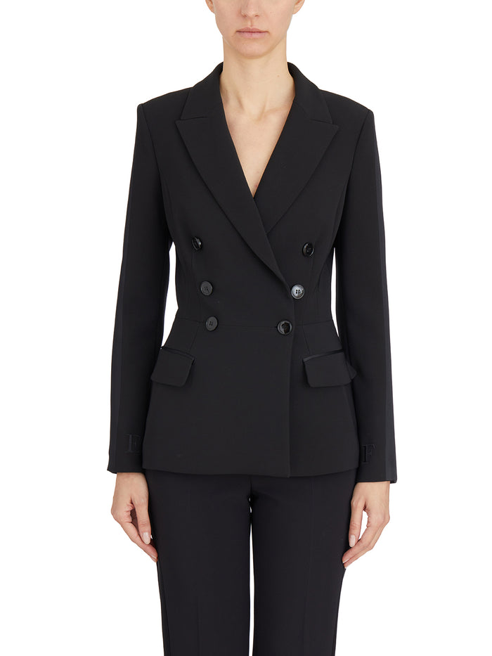 Elisabetta Franchi Double-Breasted Jacket With Satin Details