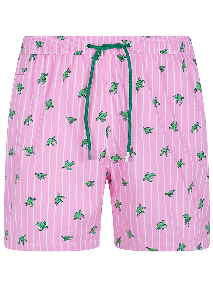 Mc2 Saint Barth "Lighting Micro Stretch Turtle Double Stripes" Swim Shorts