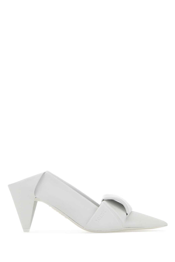Loewe White Leather Origami Mules