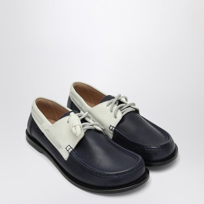 Loewe  Campo Boat Shoe In Navy/White
