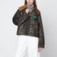 Barbour Brown Leather Leopard Print Corduroy Collar Jacket