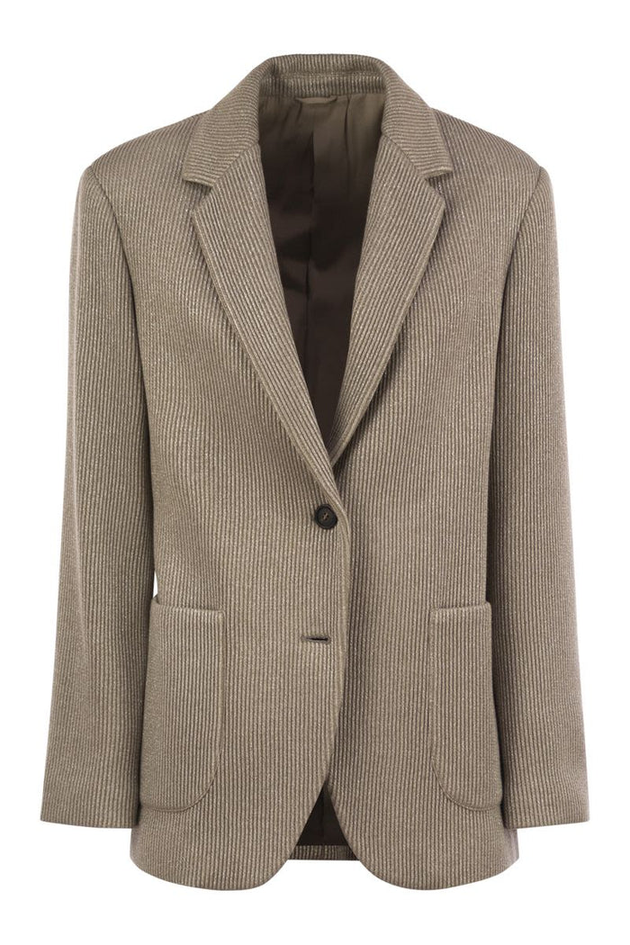 Brunello Cucinelli Sparkling English Rib Cotton And Viscose Knitted Jacket With Monili