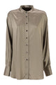 Brunello Cucinelli Stretch Silk Satin Mandarin Collar Shirt With Necklace