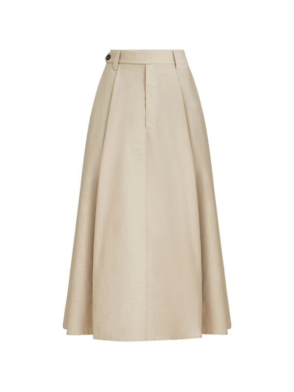 Brunello Cucinelli Techno Cotton Poplin Sartorial Skirt With Monili