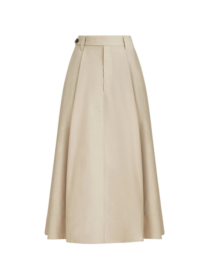 Brunello Cucinelli Techno Cotton Poplin Sartorial Skirt With Monili