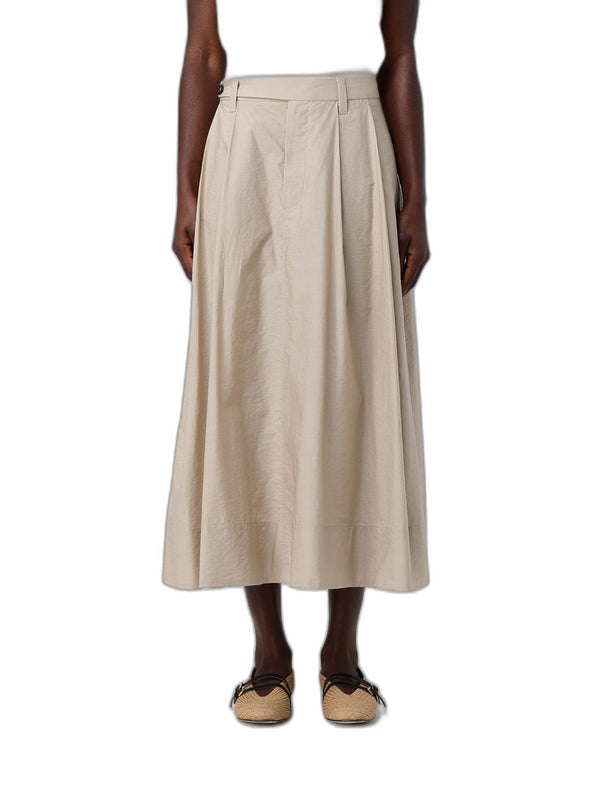Brunello Cucinelli Sandshell Beige Cotton Midi Skirt