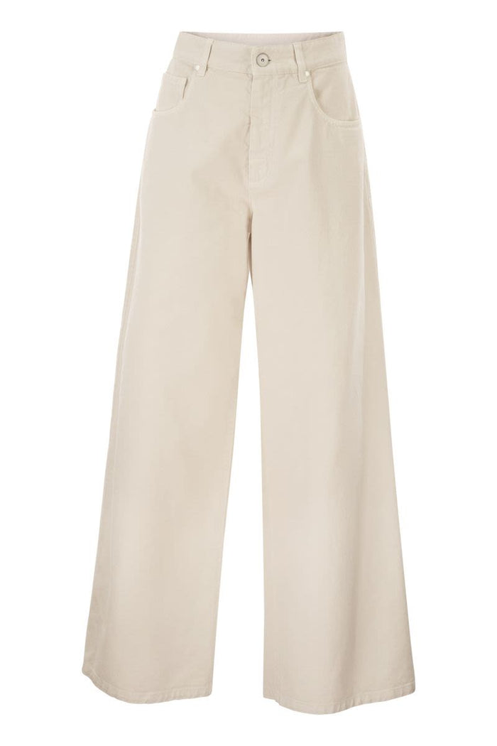 Brunello Cucinelli Relaxed Trousers In Dyed Denim With Jewellery+