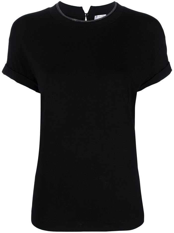 Brunello Cucinelli Stretch Cotton Jersey T-Shirt With Precious Faux Layering