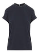 Brunello Cucinelli Blue Cotton Elastane Silver T-Shirt