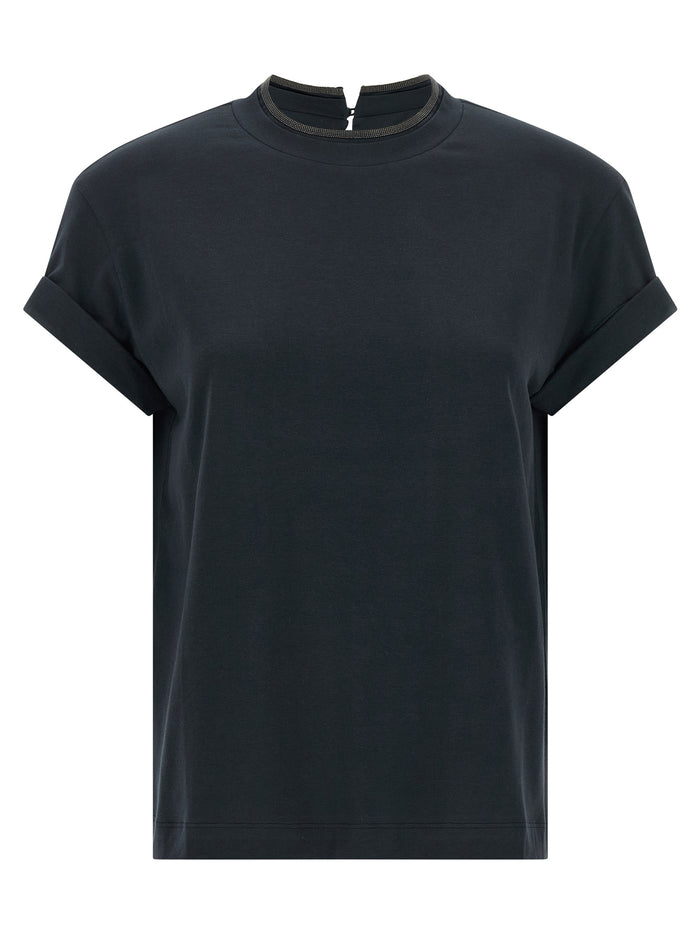 Brunello Cucinelli 'Shiny Collar' T-Shirt