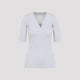Brunello Cucinelli Silver Grey Cotton V-Neck Ribbed T-Shirt
