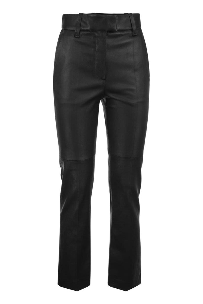 Brunello Cucinelli Stretch Nappa Leather Cigarette Trousers