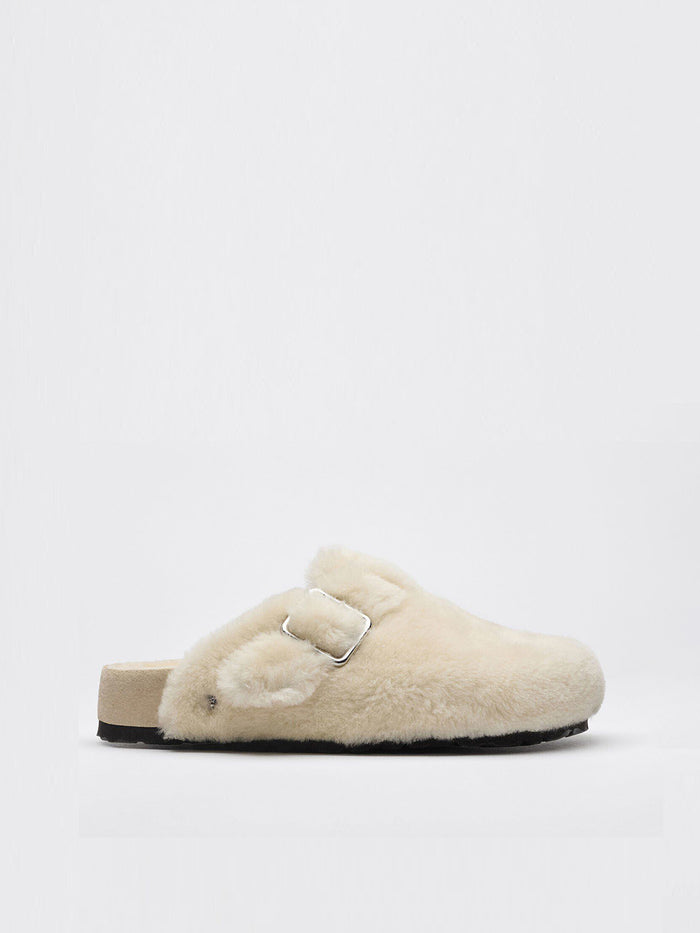 Birkenstock Boston Sk1 Shearling Cream Sandal