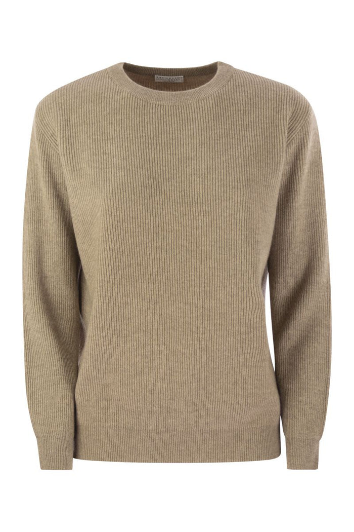 Brunello Cucinelli English Rib Cashmere Sweater With Monile