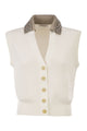 Brunello Cucinelli Sleeveless Cotton Ribbed Cardigan With Sequins