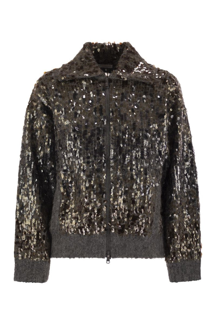 Brunello Cucinelli Dazzling Dégradé Embroidery Mohair And Wool Cardigan