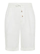 Brunello Cucinelli Garment Dyed Linen Gabardine Bermuda Shorts