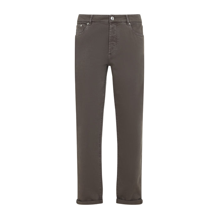 Brunello Cucinelli Brown Five Pocket Cotton Trousers