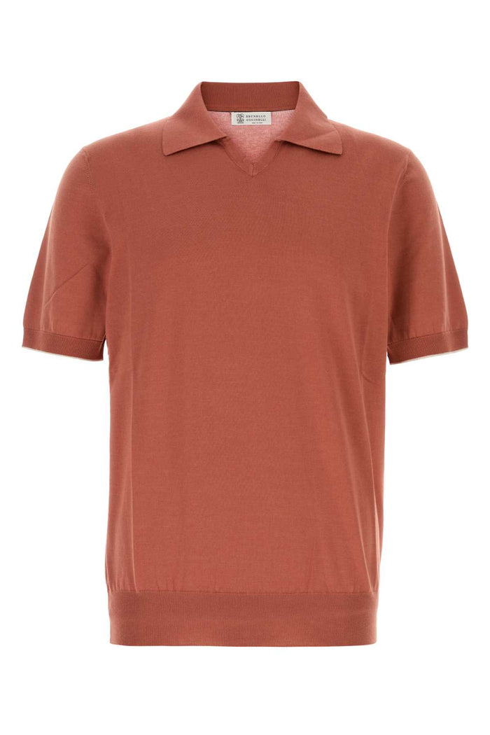 Brunello Cucinelli Brick Cotton Polo Shirt