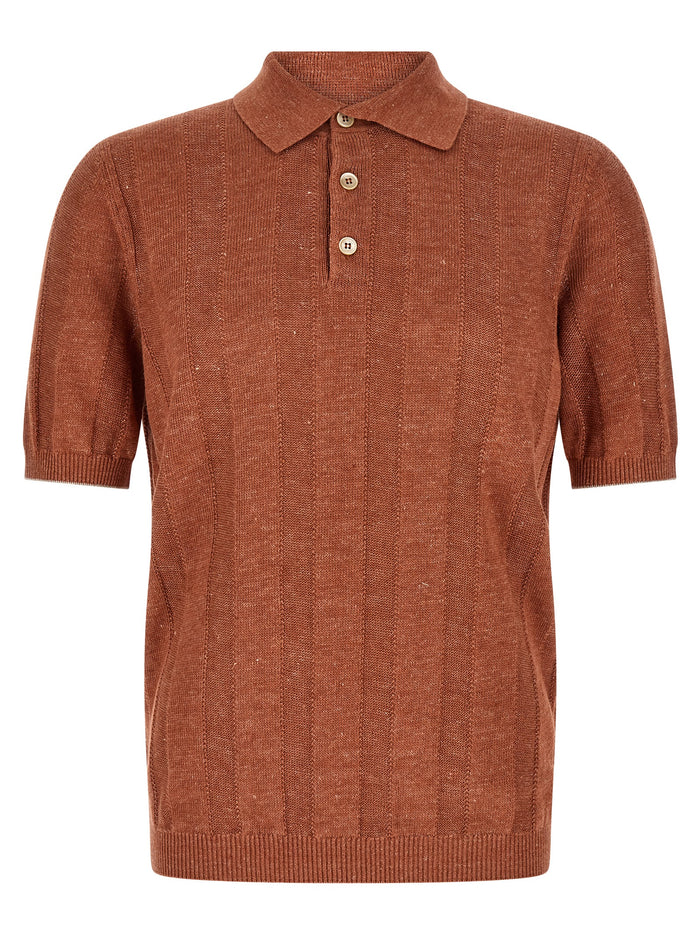 Brunello Cucinelli Wide Ribbed Polo Shirt