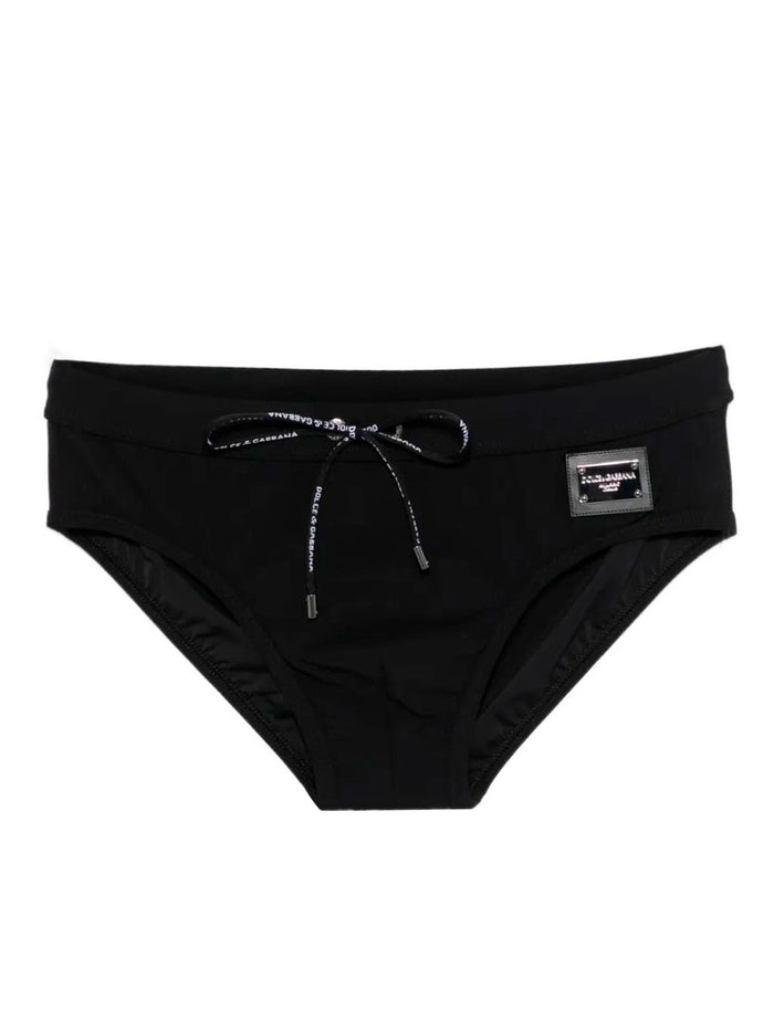 Dolce & Gabbana Swim Briefs With Logo Plaque