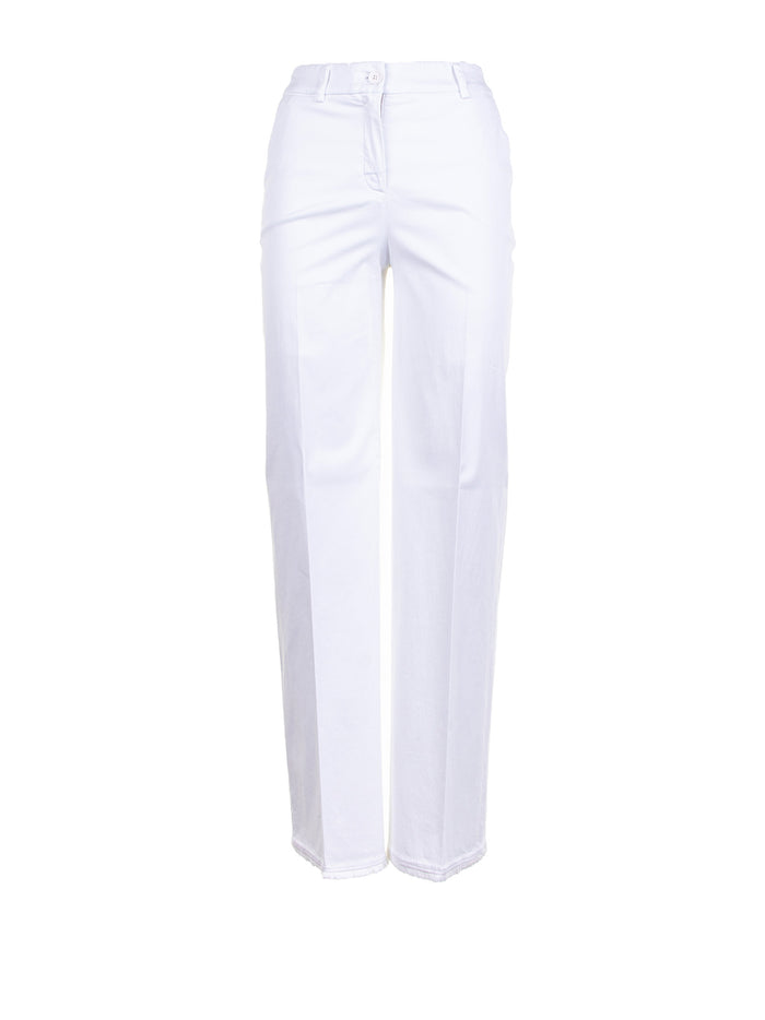 Via Masini 80 High-Waisted White Trousers