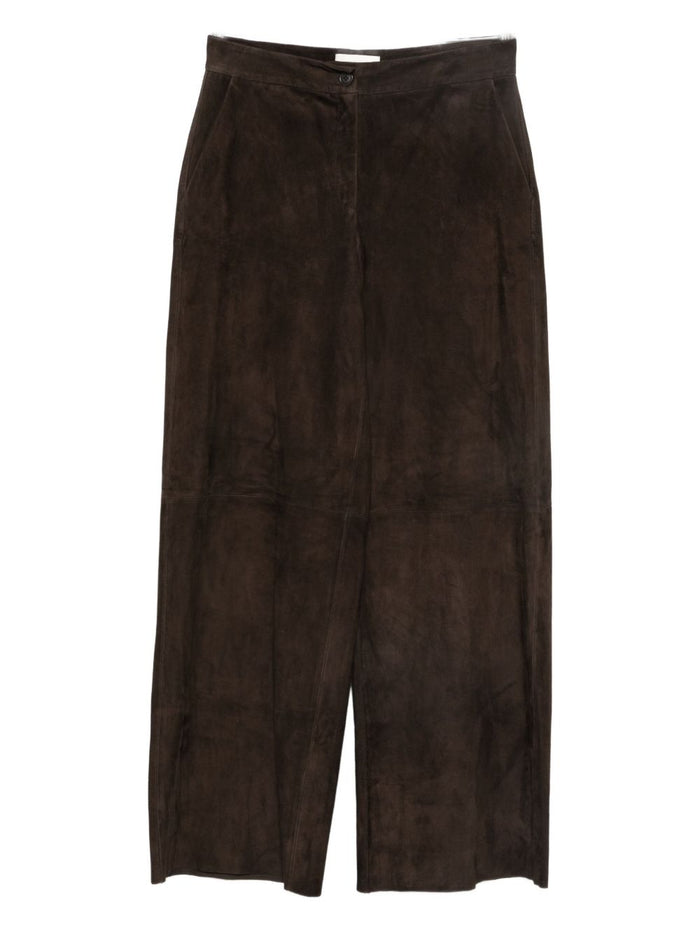 Via Masini 80 Leather Wide-Leg Trousers