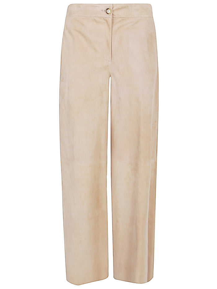 Via Masini 80 Suede Leather Trousers