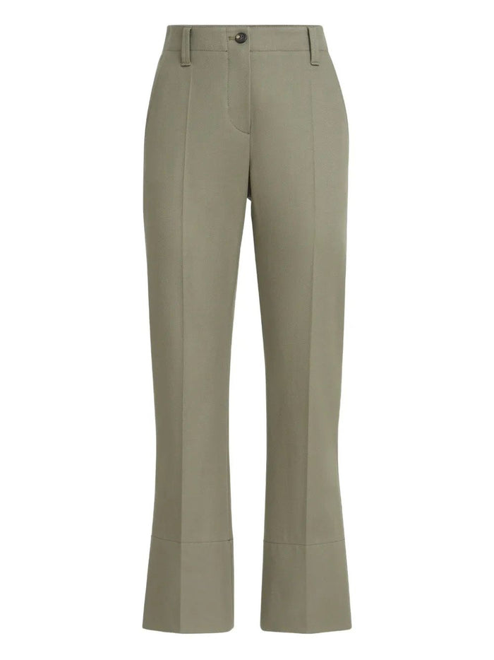 Brunello Cucinelli Sage Green Stretch Cotton Pant