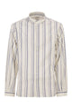 Brunello Cucinelli Easy Fit Shirt With Mandarin Collar And Geometric Embroidery