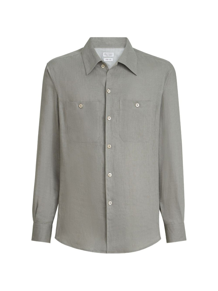 Brunello Cucinelli Dark Grey Linen Shirt
