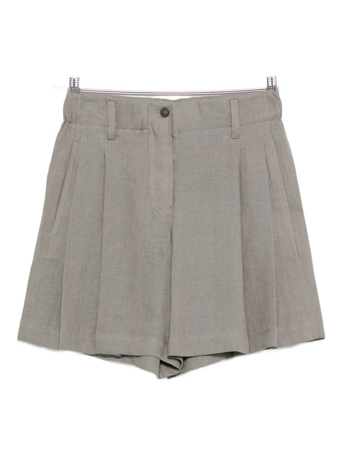 Brunello Cucinelli Khaki Green Linen Bermuda