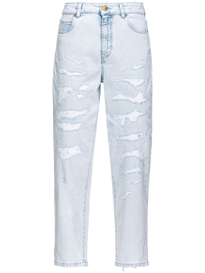 Pinko Light Blue Ripped Denim Jeans