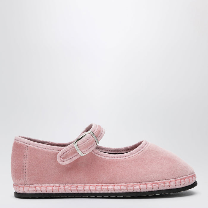 Piedàterre Venezia Pink Velvet Mary Jane Shoes