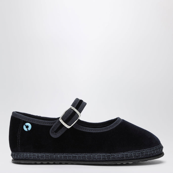 Piedàterre Venezia Blue Velvet Mary Jane Shoes