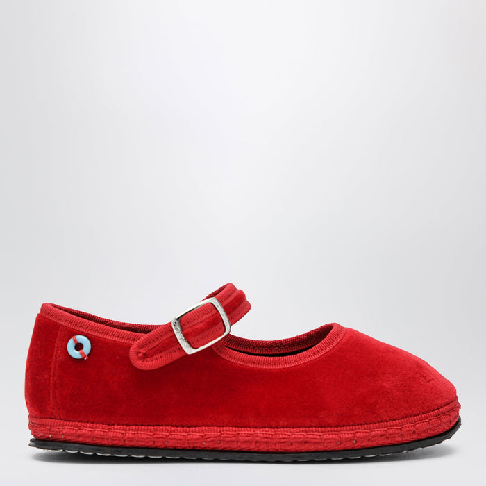 Piedàterre Venezia Red Velvet Mary Jane Shoes
