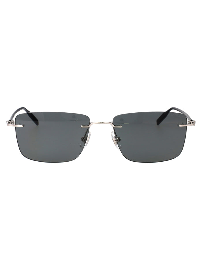 Montblanc Silver-Silver-Grey Metal Sunglasses
