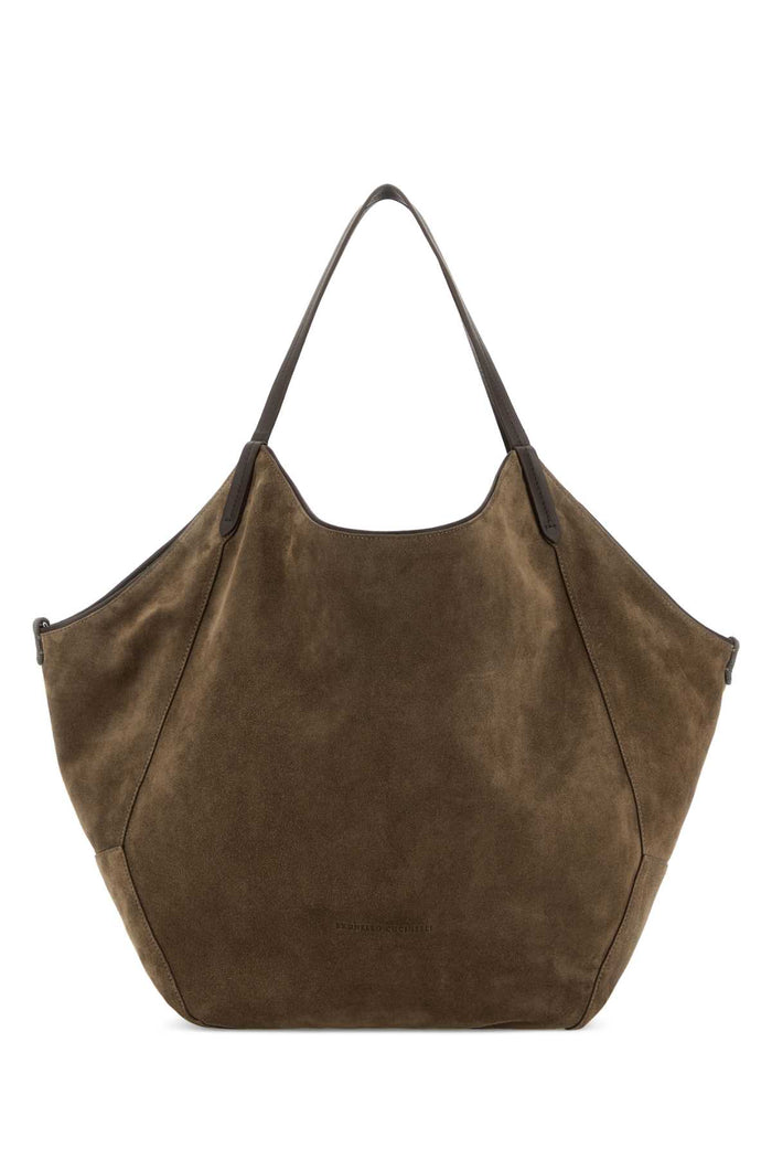 Brunello Cucinelli Mud Suede Shopping Bag