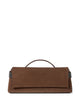 Brunello Cucinelli Caramel Brunello Cucinelli Essence Suede Clutch Featuring A Single Top Handle And Side Monili Embellishments