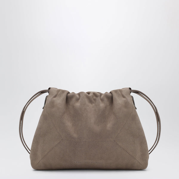 Brunello Cucinelli Bc Duo Pouch Brown Suede Bag With Monile Detail