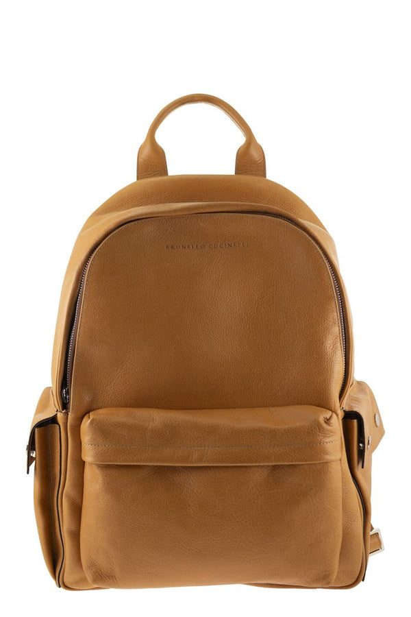 Brunello Cucinelli Grained Leather Backpack With Patch Pockets
