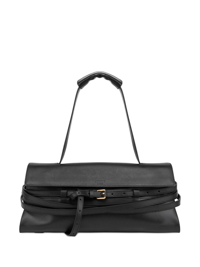 Moschino Couture Black Nappa Leather Shoulder Bag