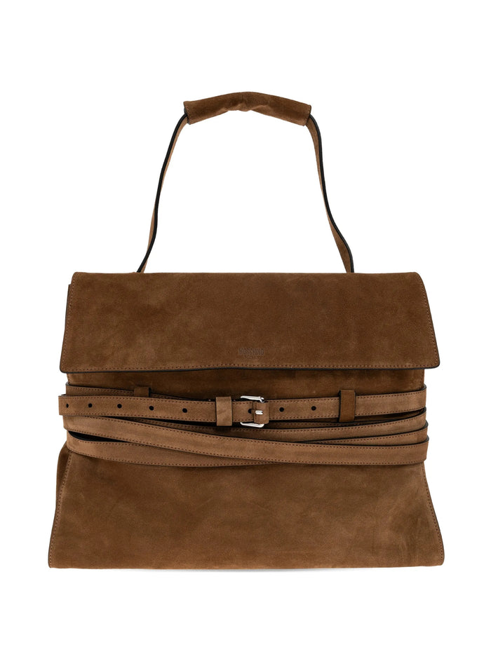 Moschino Couture Brown Leather Shoulder Crust Bag