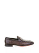 Santoni Brown Woven Leather Moccasin
