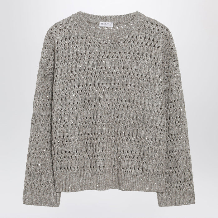 Brunello Cucinelli Crochet Crewneck Sweater With Sequins