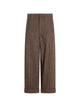 Brunello Cucinelli Brown Brunello Cucinelli Wool-Blend Tweed Wide-Leg Trousers Featuring Turn-Up Hems And Monili Chain Detail.