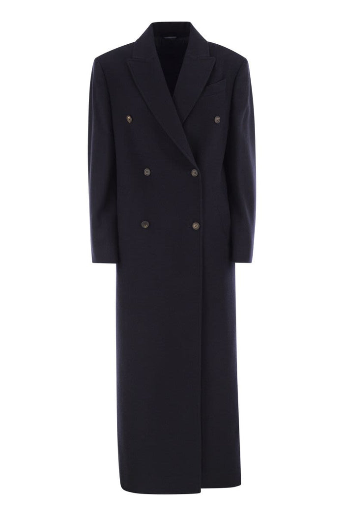 Brunello Cucinelli Long Wool Coat With Jewellery