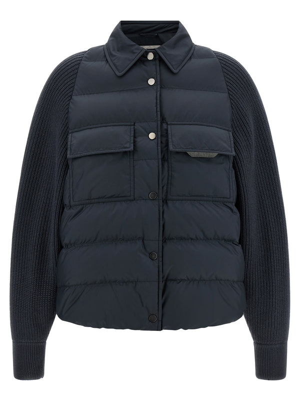 Brunello Cucinelli 'Shiny Flap Detail' Down Jacket