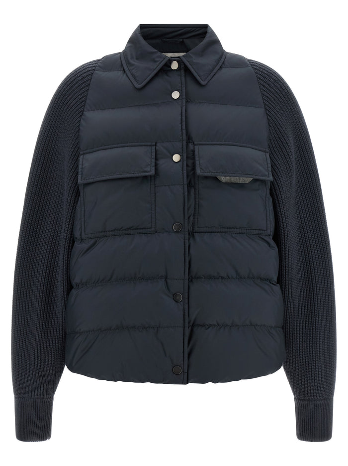 Brunello Cucinelli 'Shiny Flap Detail' Down Jacket